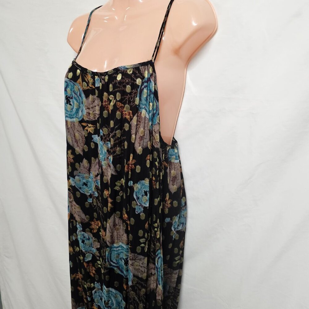 Natural Life The Alice Metallic Tiered Floral Maxi Sun Dress Women Size XL Black - Picture 3 of 15